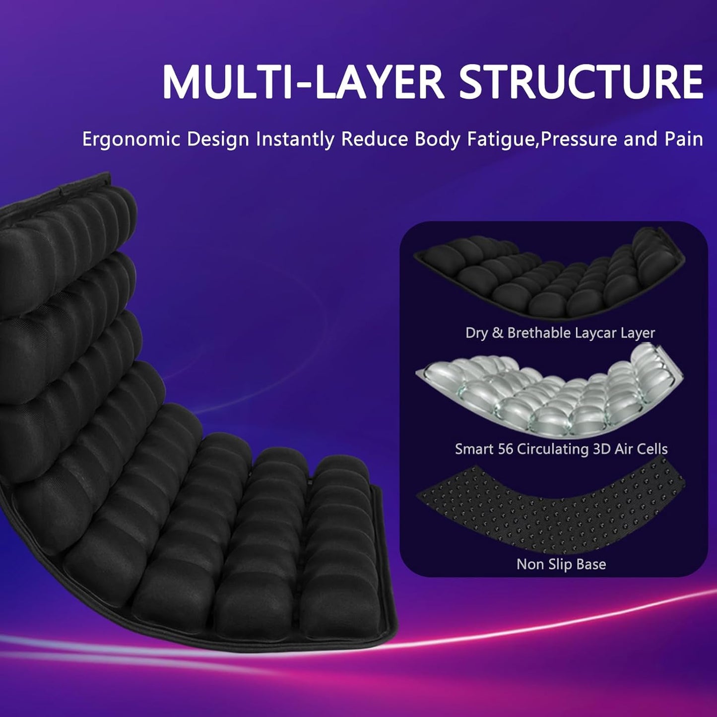 KHAZORA Air Seat Cushion Inflatable Seat Cushion Portable Car Seat Office Chair Wheelchair Pad Anti Bedsore Orthopedics Pain Pressure Relief Cushion Camping Seat Mat w Pump 18 ''x 16'' x1'' Blue