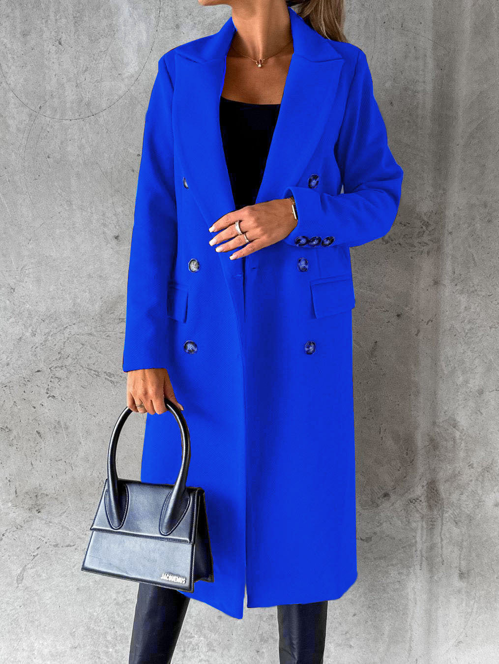 Khazora luxury Women’s Double-Breasted Korean style Long Coat – Elegant Winter Wear