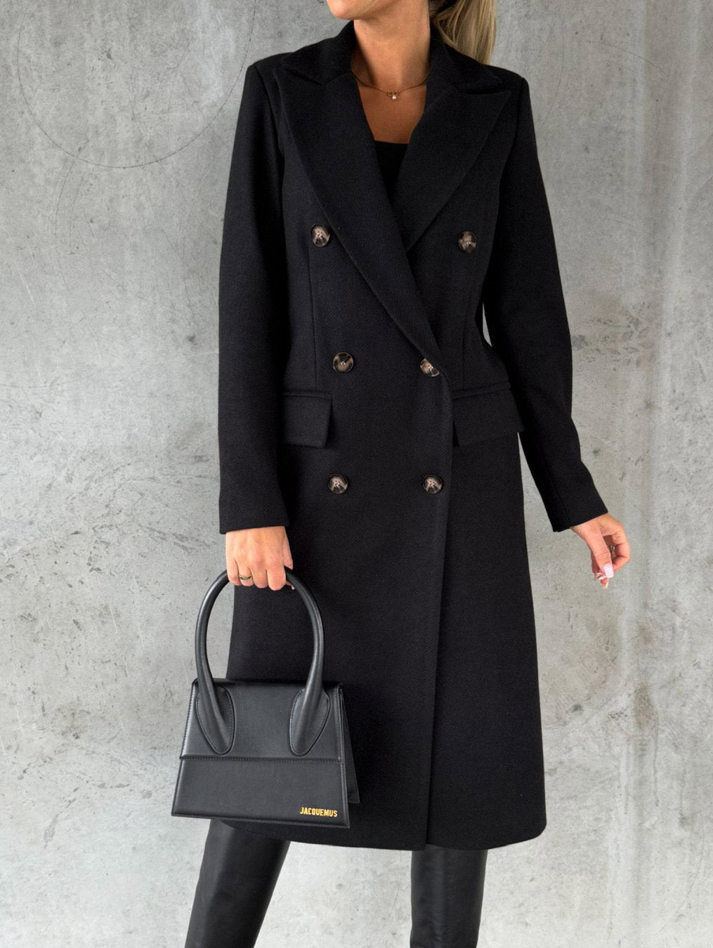 Khazora luxury Women’s Double-Breasted Korean style Long Coat – Elegant Winter Wear